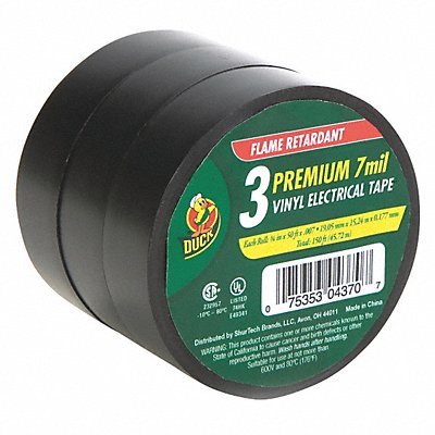 DUCK 299004 Electrical Tape 0.75 inx 50yd Black PK3