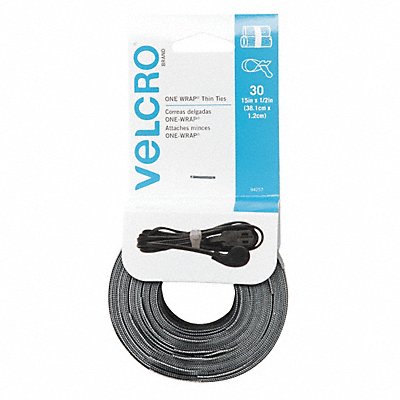 VELCRO BRAND 94257 Reusable Ties 15inStraps Black/Grey PK30