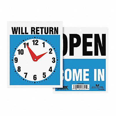 HEADLINE SIGN 9382 Sign Open/Will Return w/Clock Hands