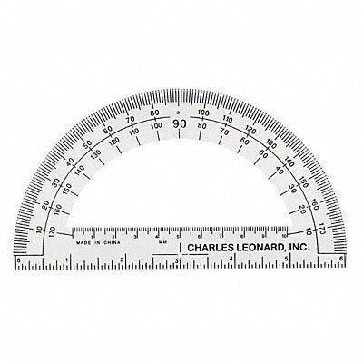 CHARLES LEONARD 77106 Protractor 6 Plastic Clear PK12
