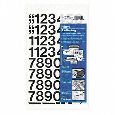 CHARTPAK 1130 Numbers Vinyl Helvetica 1 Black PK44