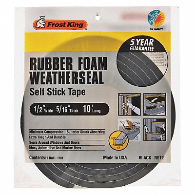 FROST KING R512H Spnge Rubber Foam Tape 1/2Inx10 ft 8 mil