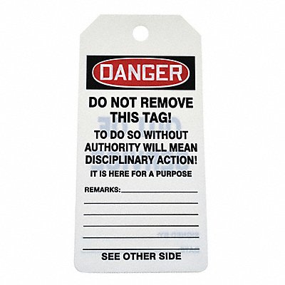 GRAINGER 43Z193 Danger Tag By The Roll 6 1/4in H PK100
