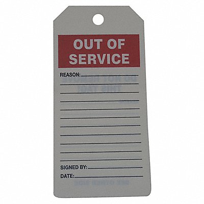 GRAINGER 43Z230 Out of Service Tag By The Roll PK100