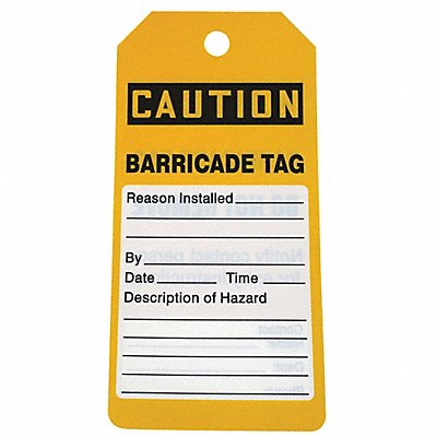 GRAINGER 43Z240 Caution Tag By The Roll 6 1/4in H PK100