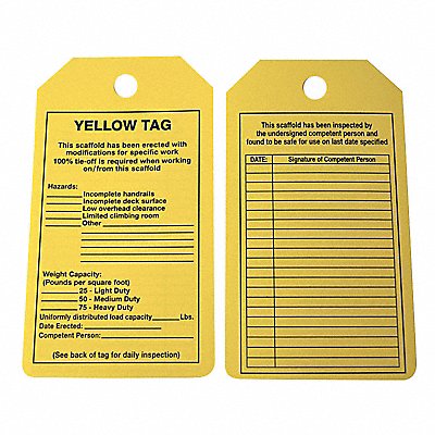GRAINGER 43Z277 Status Alert Tag 5-3/4 x 3-1/4 PK25