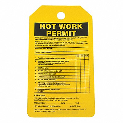 GRAINGER 43Z320 Permit Tag 5 3/4in H 3 1/4in W PVC PK25