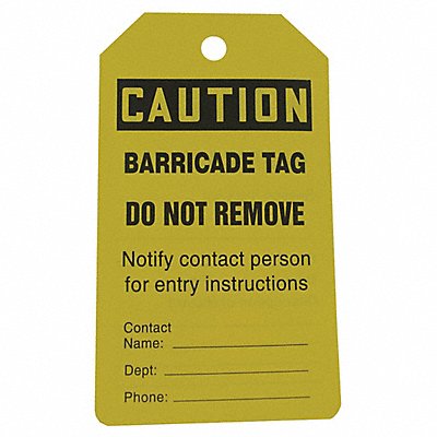 GRAINGER 43Z347 Caution Tag 5 3/4in H 3 1/4in W PVC PK25