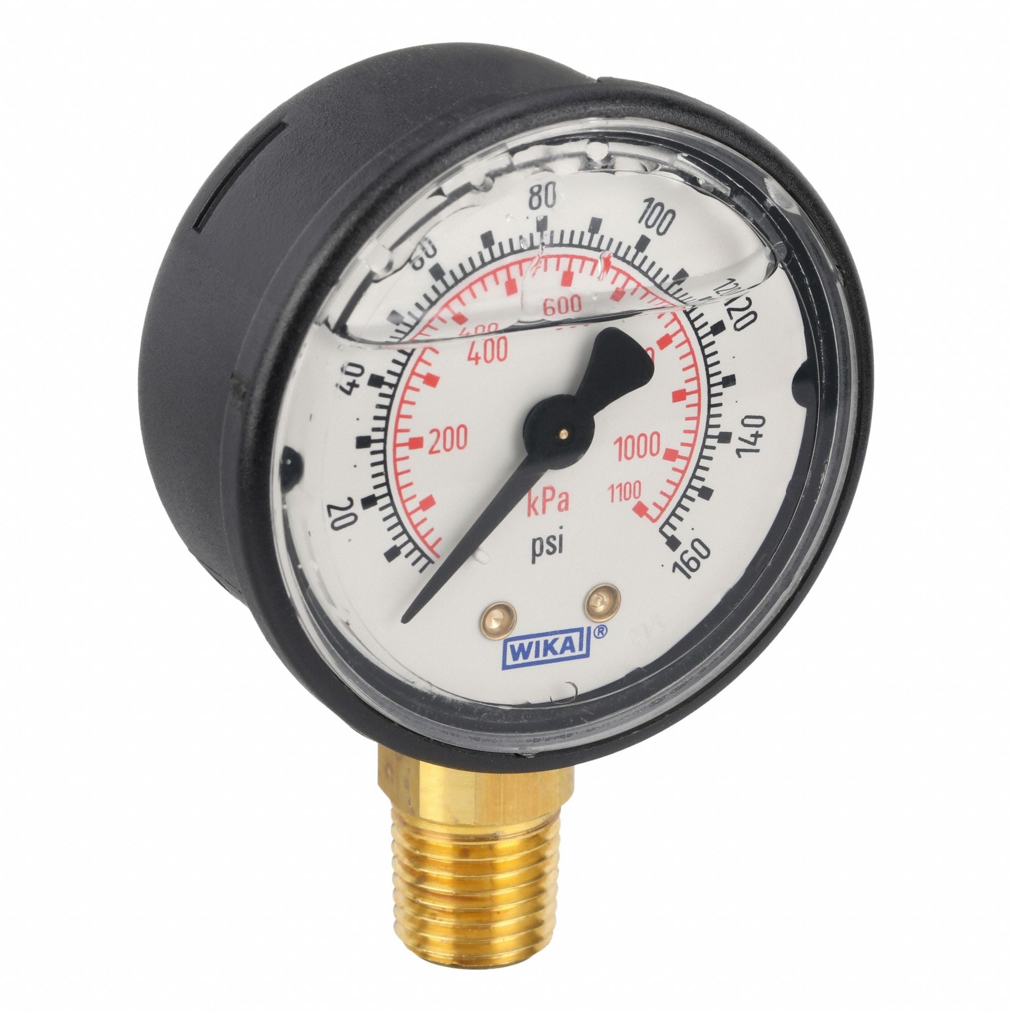 WIKA 1131320160L Pressure Gauge 2 Dial Size Bottom