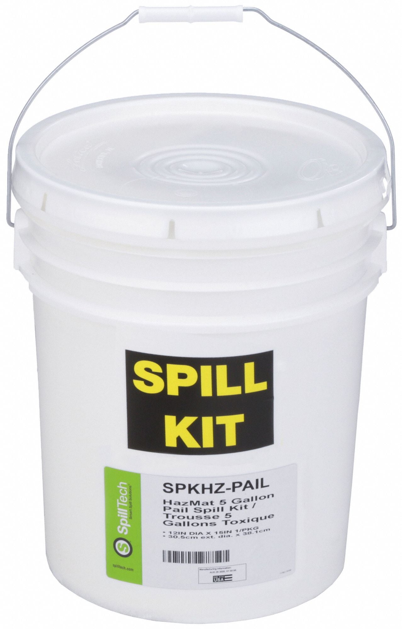 SPILLTECH SPKHZPAIL Spill Kit Bucket Chemical/Hazmat 15 H