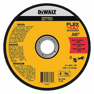 DEWALT DWAFV86045 Abrasive Cut Off Wheel Type 1 Ceramic