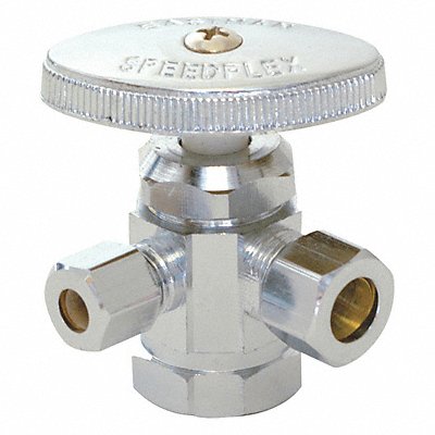 GRAINGER 04326LF Supply Stop 3-Way 1/2 Inlet 3/8 Outlet