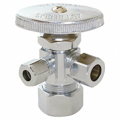 GRAINGER 04351LF Supply Stop 3-Way 5/8 Inlet 3/8 x1/4 Out