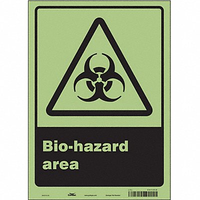CONDOR 447V58 Safety Sign 14 inx10 in Glow Vinyl