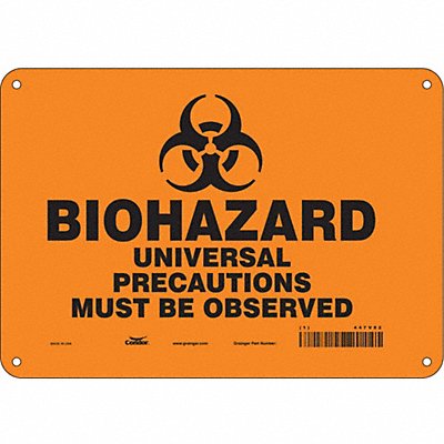 CONDOR 447V82 Biohazard Sign 7 in x 10 in Aluminum