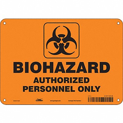 CONDOR 447V88 Biohazard Sign 7 in x 10 in Aluminum