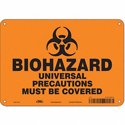CONDOR 447V94 Biohazard Sign 7 in x 10 in Aluminum