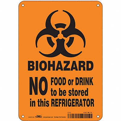 CONDOR 447W13 Safety Sign 10 in x 7 in Aluminum