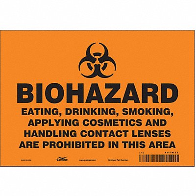 CONDOR 447W27 Safety Sign 7 inx10 in Vinyl