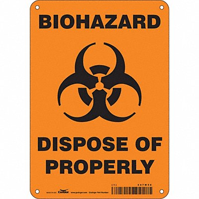 CONDOR 447W56 Safety Sign 10 inx7 in Polyethylene