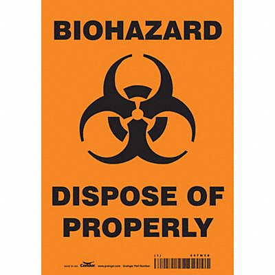 CONDOR 447W58 Safety Sign 10 inx7 in Vinyl