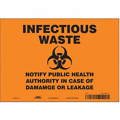 CONDOR 447W71 Safety Sign 7 inx10 in Vinyl