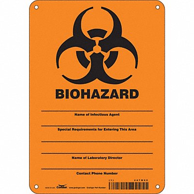 CONDOR 447W85 Safety Sign 10 inx7 in Polyethylene