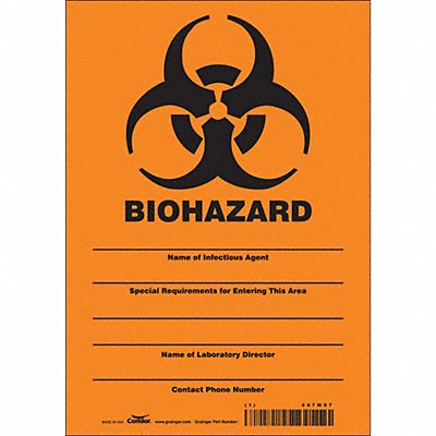 CONDOR 447W87 Safety Sign 10 inx7 in Vinyl