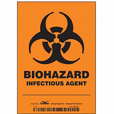 CONDOR 447W89 Safety Sign 5 inx3 1/2 in Vinyl PK25