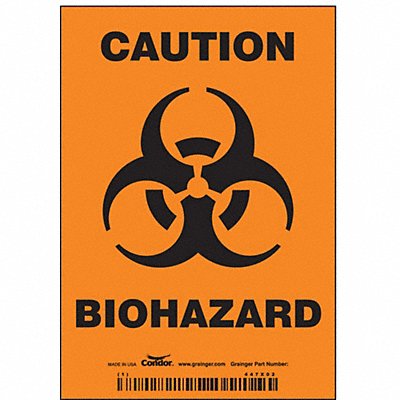 CONDOR 447X02 J8124 Safety Sign 5 inx3 1/2 in Vinyl