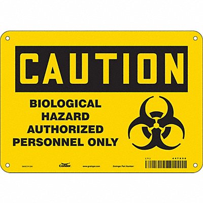 CONDOR 447X06 Biohazard Sign 7 in x 10 in Aluminum