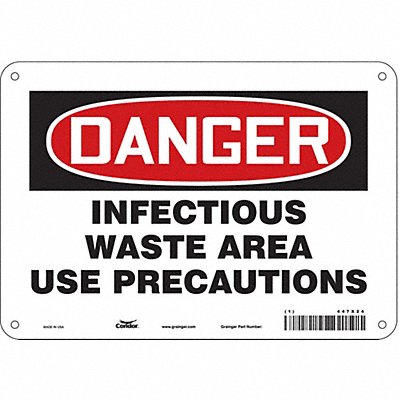 CONDOR 447X24 Biohazard Sign 7 in x 10 in Aluminum