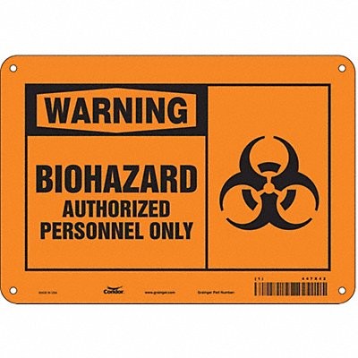 CONDOR 447X42 Biohazard Sign 7 in x 10 in Aluminum