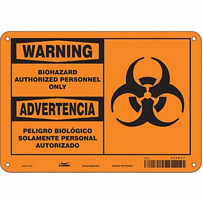 CONDOR 447X77 Biohazard Sign 7 in x 10 in Aluminum