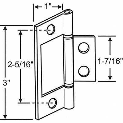 GRAINGER 900820 Door Hinge Steel 3 L PR