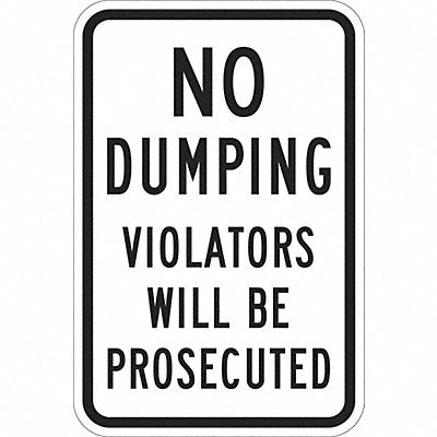 LYLE T11119EG12x18 Reflective No Dumping Sign 18x12in Alum