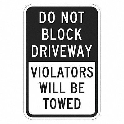 LYLE T11653HI12x18 Driveway No Parking Sign 18 x 12