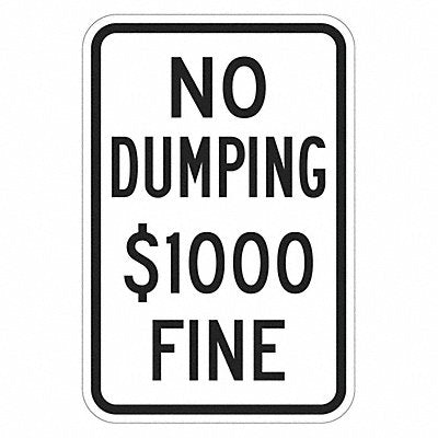 LYLE T11701HI12x18 Reflective No Dumping Sign 18x12in Alum