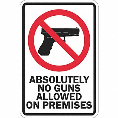LYLE T11240DG12x18 Reflective Weapons Sign 18x12in Aluminum