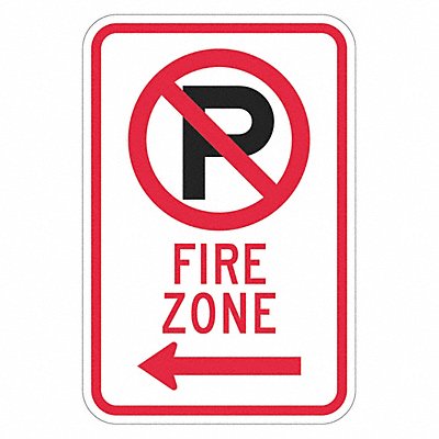 LYLE T12825DG12x18 Fire Zone No Parking Sign 18 x 12