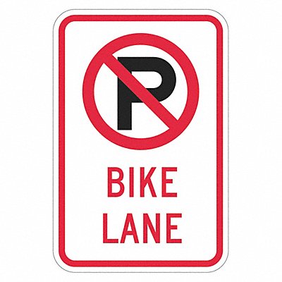 LYLE T12920DG12x18 No Parking Bike Lane Sign 18 x 12