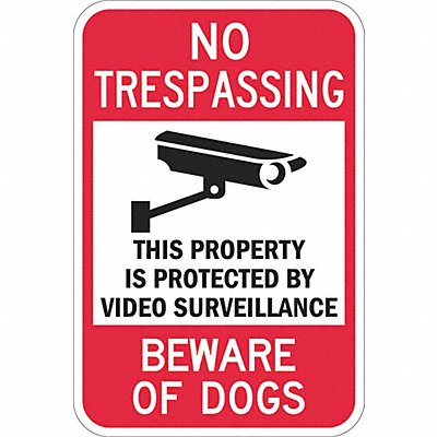 LYLE T11095DG12x18 Reflective No Trespassing Sign 18x12in Alum