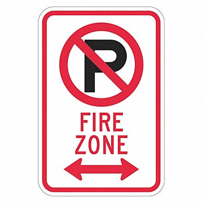LYLE T12824EG12x18 Fire Zone No Parking Sign 18 x 12