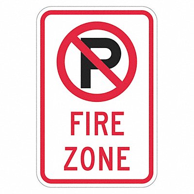 LYLE T12827HI12x18 Fire Zone No Parking Sign 18 x 12