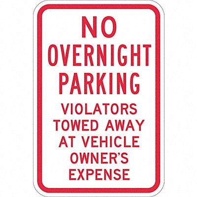 LYLE T11055DG12x18 No Overnight Parking Sign 18 x 12