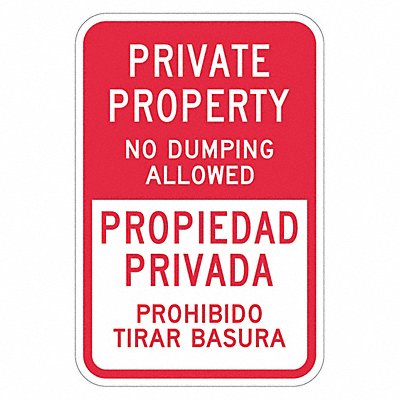 LYLE T11745DG12x18 Reflective No Dumping Prvt Prop Sign 18x12in