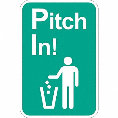 LYLE T11121EG12x18 Reflective Pitch In Sign 18x12in Alumin