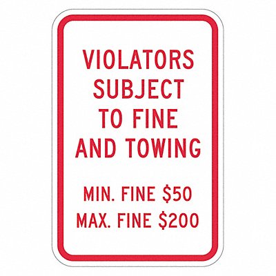 LYLE T12178DG12x18 Tow Zone No Parking Sign 18 x 12