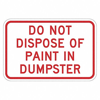 LYLE T11678EG18x12 Reflective Dumpster Sign 12x18in Alumin