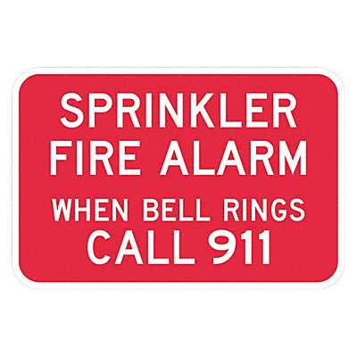LYLE T11845HI18x12 Reflective Fire Alarm Sign 12x18in Alum
